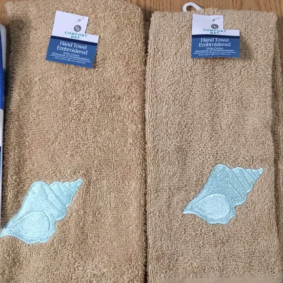 New Bundle Of 3 Nautical Beachy 1-Kitchen Dish Drying May & 2 Bath Hand Towels - Picture 4 of 6